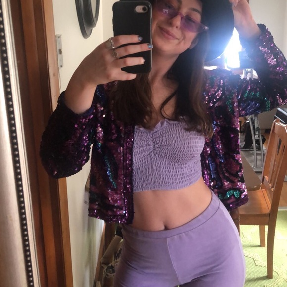 Purple sequin silk jacket - Picture 2 of 3